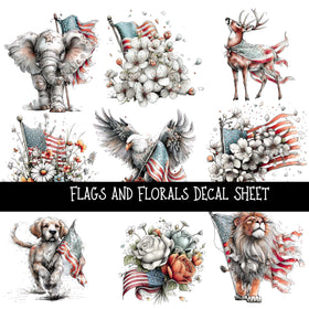 Flags and Florals UV DTF Decal sheets