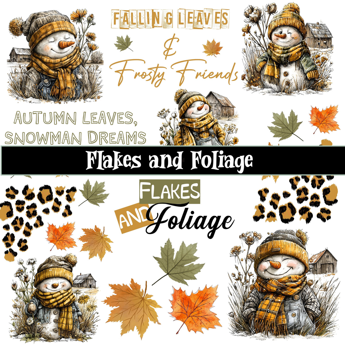 Flakes and Foliage UV DTF Decal Sheets