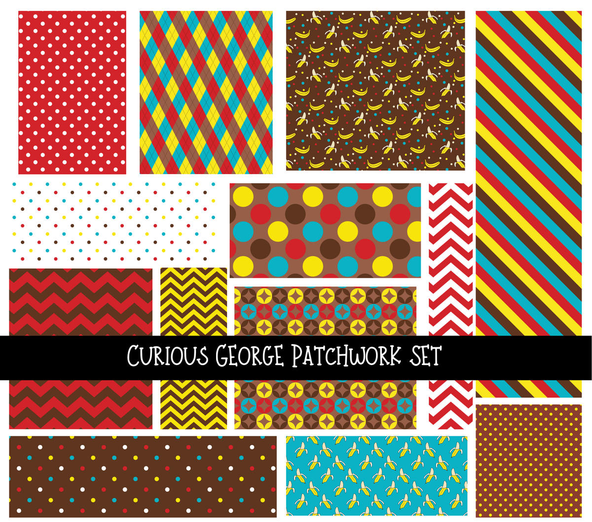 Curious George Doodle Patchwork Set