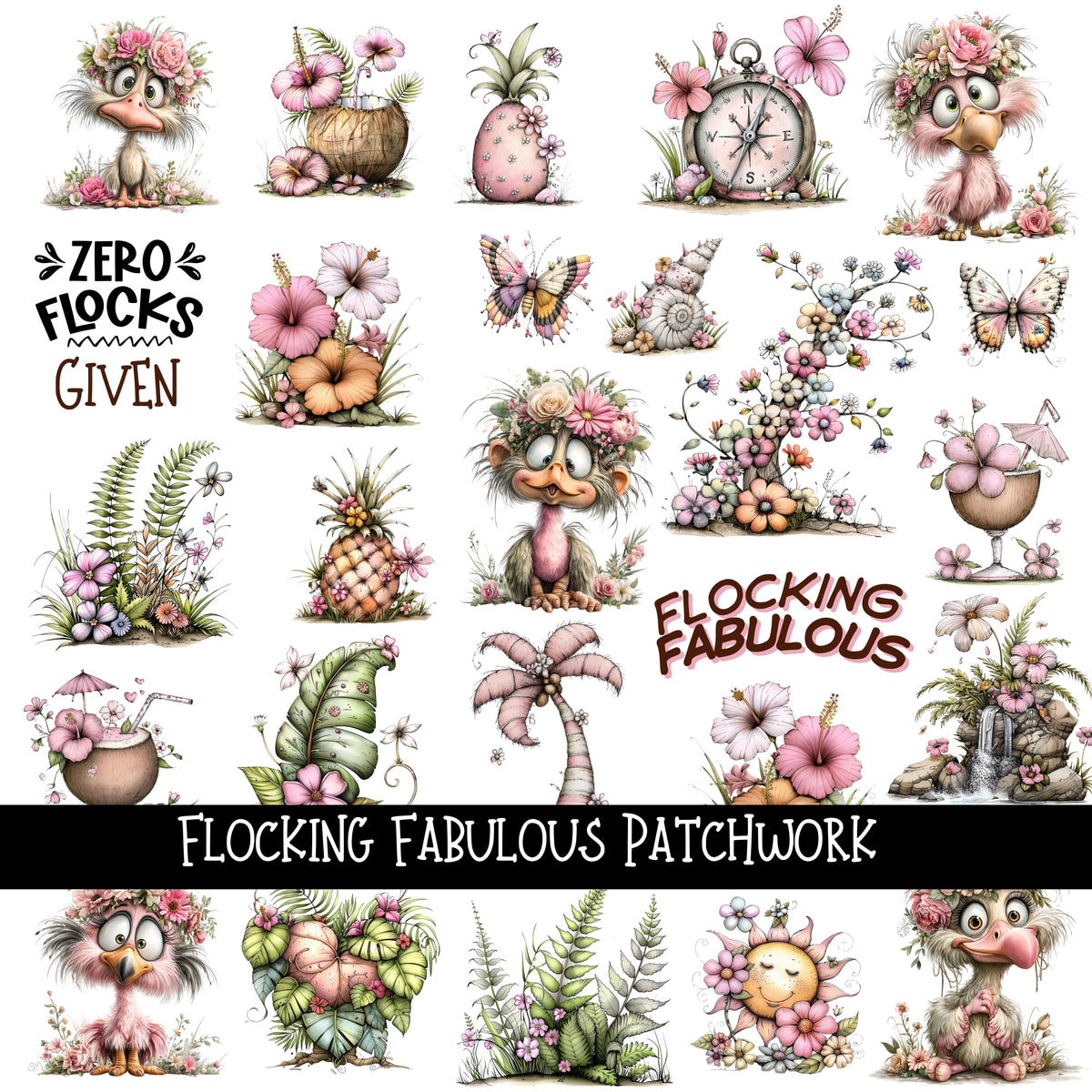 Flocking Fabulous Doodle Patchwork Set