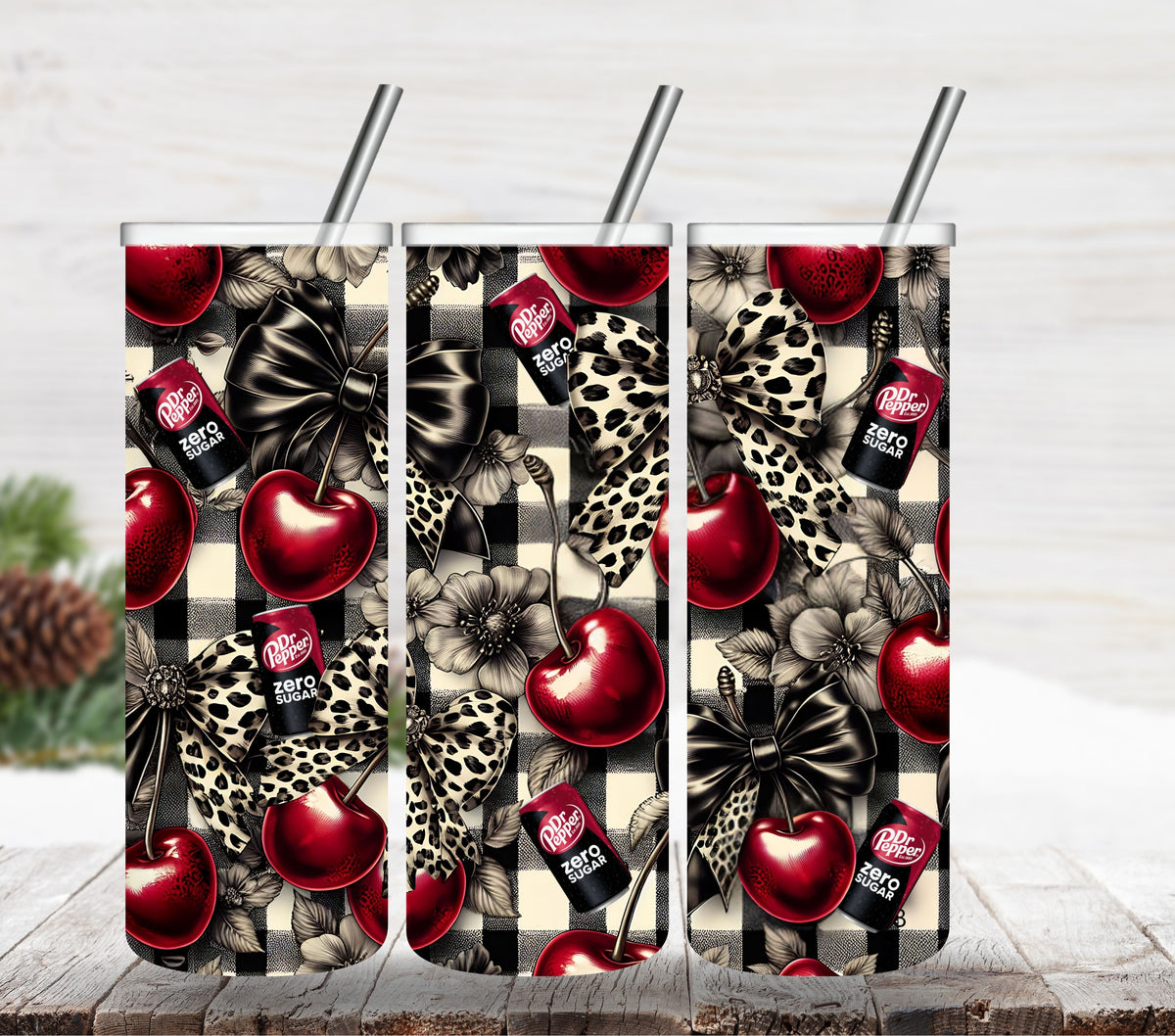 Leopard Bow Dr. Pepper Zero vinyl tumbler wraps