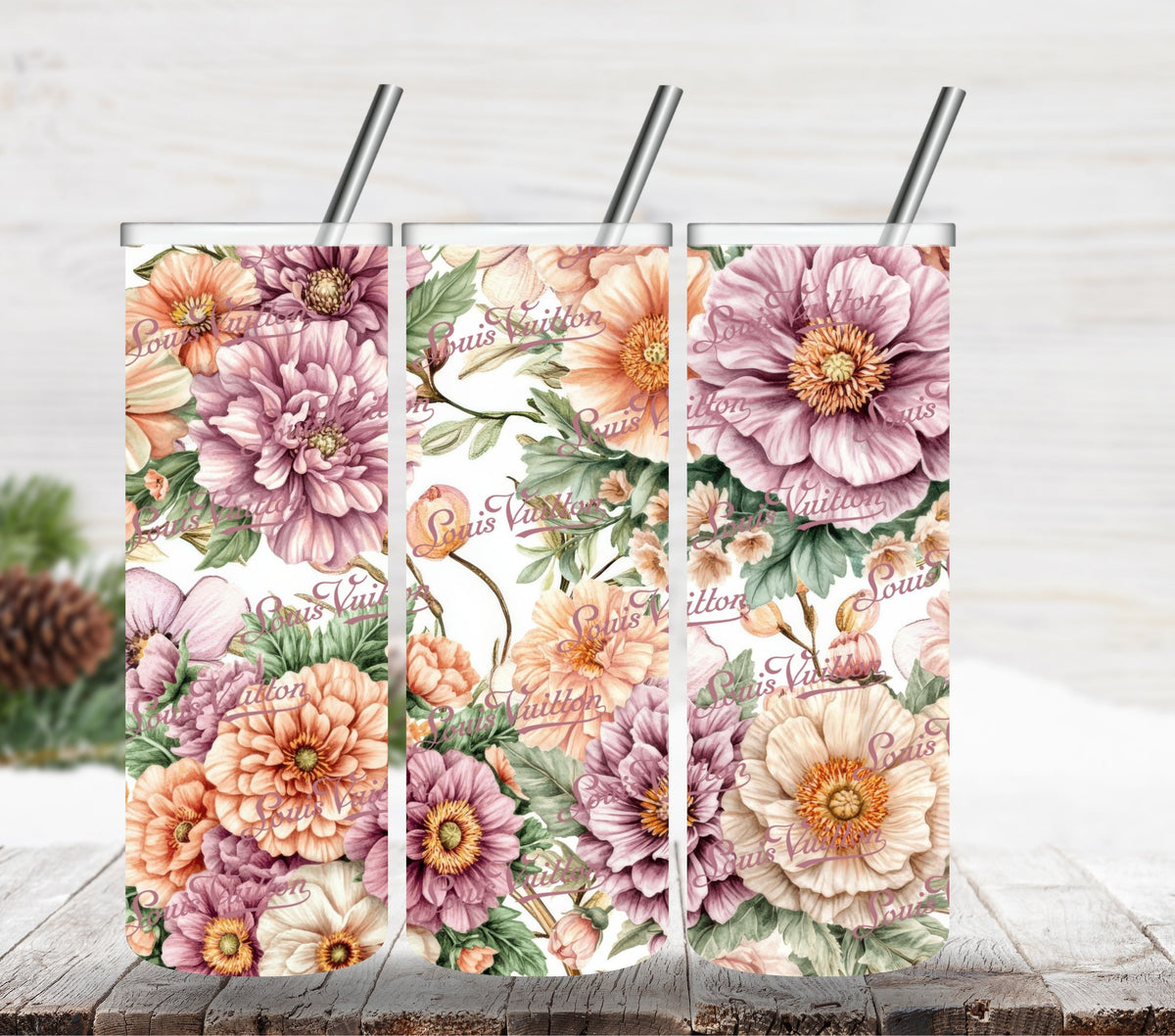 Floral Bougie Louis vinyl tumbler wraps