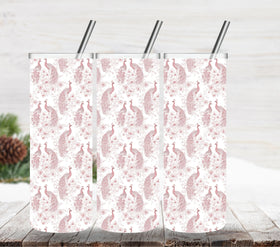 Chinoiserie Toile Peacock Pink vinyl tumbler wraps