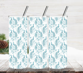 Chinoiserie Toile Peacock Teal vinyl tumbler wraps