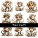 Floral Monkeys UV DTF Decal sheets