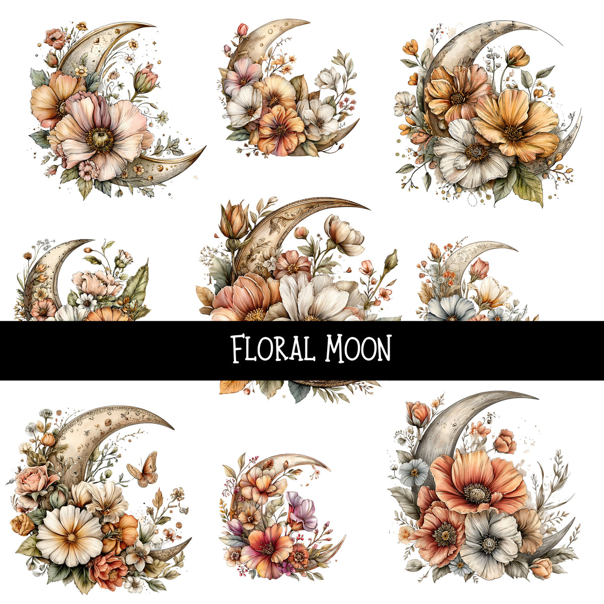 Floral Moon UV Decal sheet