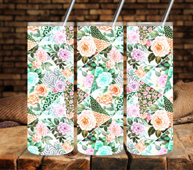 Floral Patchwork vinyl tumbler wraps 20oz skinny
