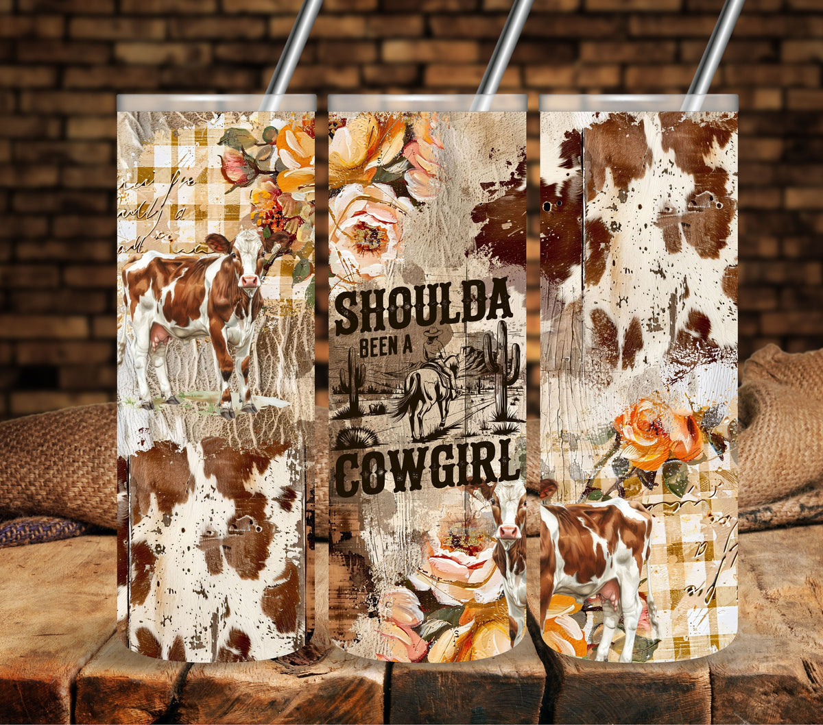 Shoulda been a cowgirl vinyl tumbler wraps 20oz skinny