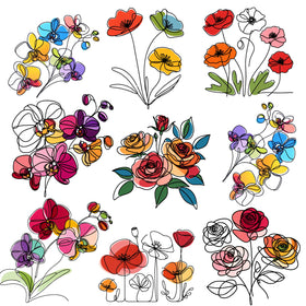 Floral Sketch #1 UV DTF Decal sheet