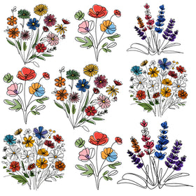 Floral Sketch #2 UV DTF Decal sheet