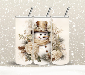 Floral Snowman Vinyl Tumbler wraps
