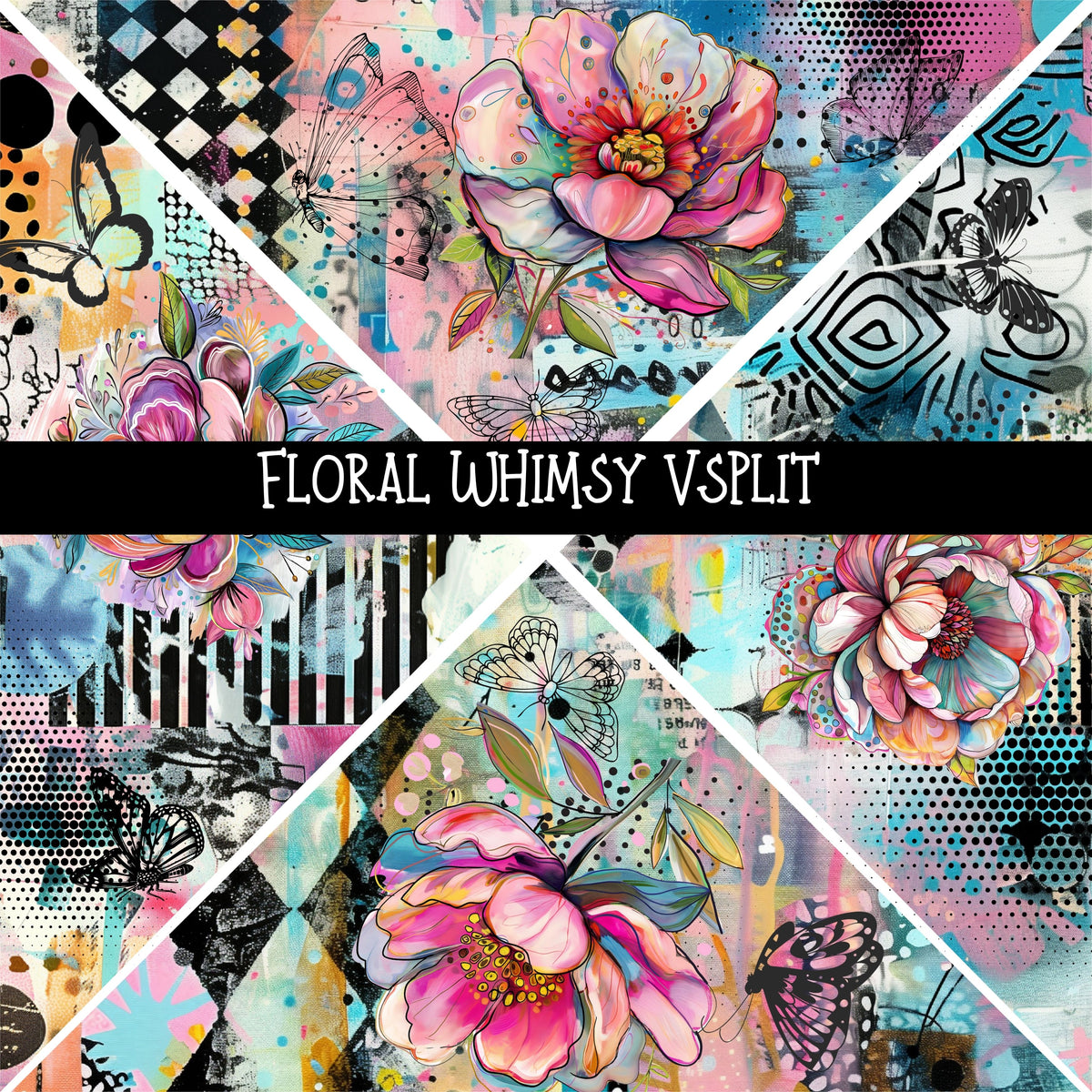 Floral Whimsy precut Vsplits 12x12 vinyl sheet