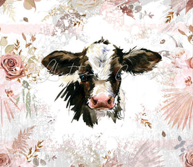 Floral Cow 20 or 30 oz Skinny Adhesive Vinyl Wrap