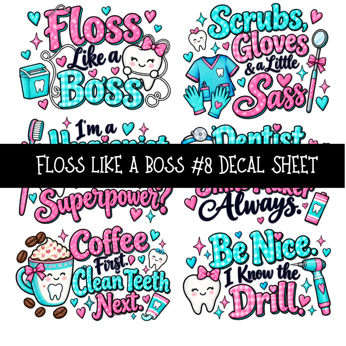 Floss like a boss UV DTF Decal sheets 8 Designs available