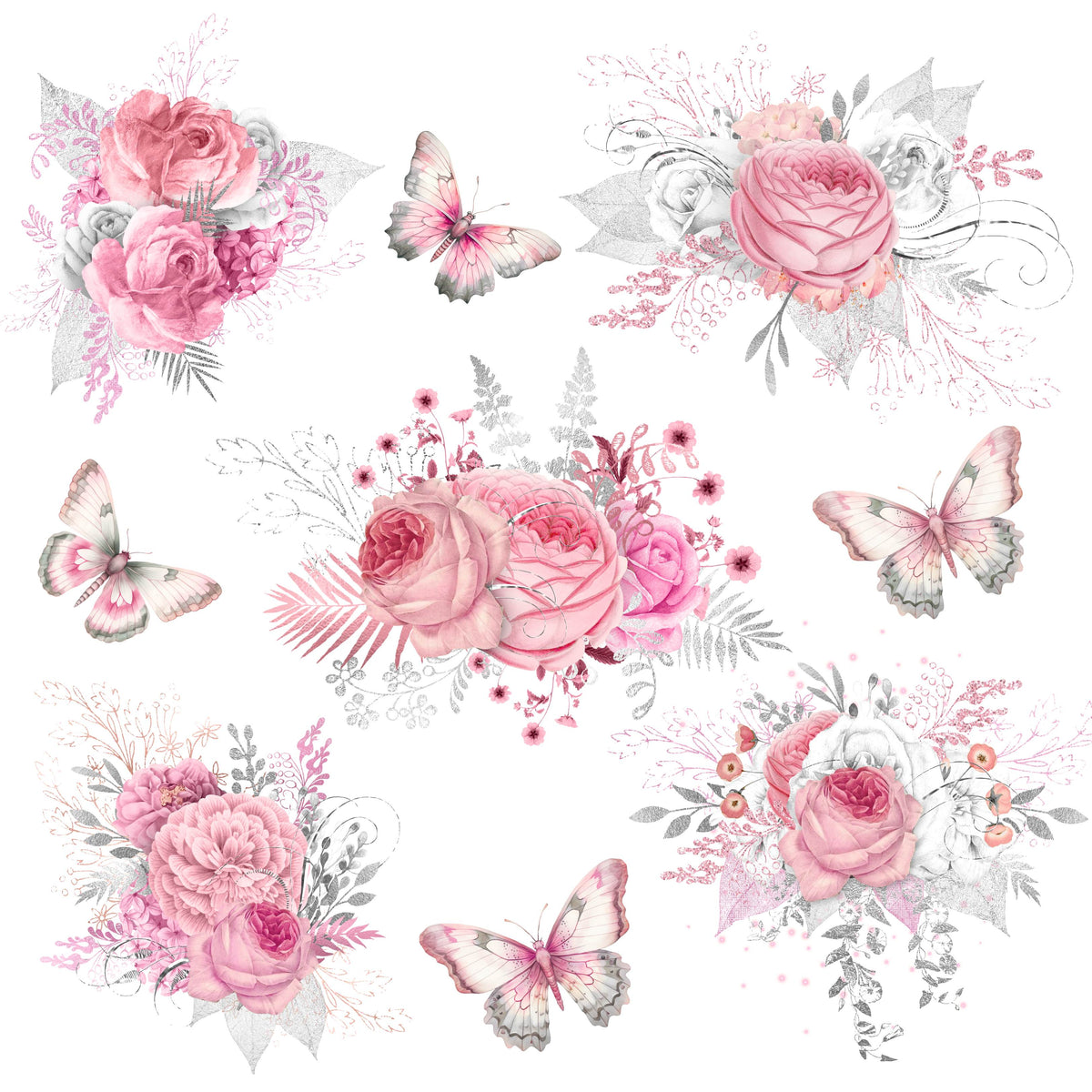 Flowers and Butterflies UV DTF Decal sheet