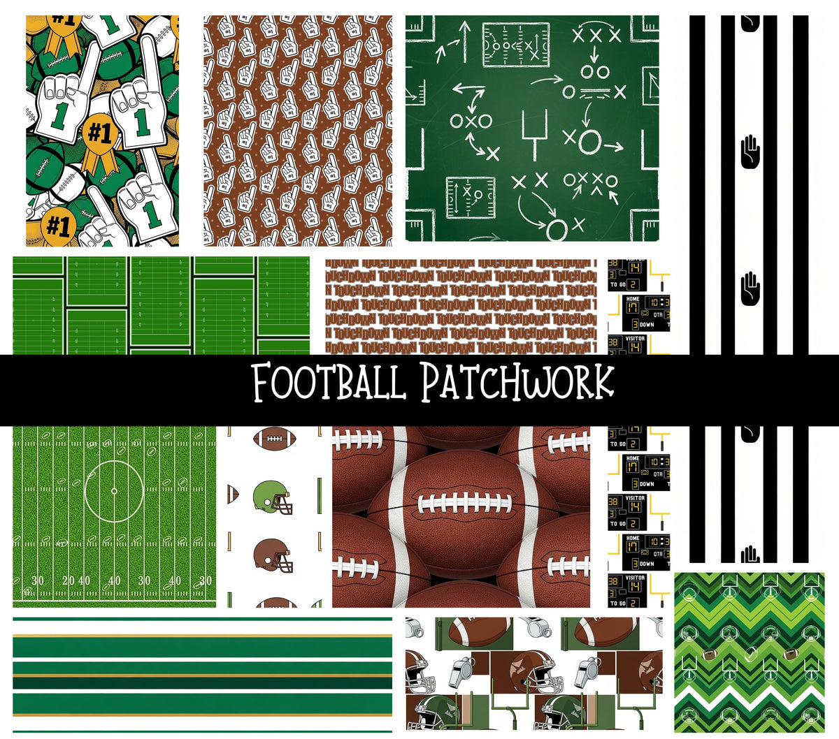 Football Doodle Patchwork Set