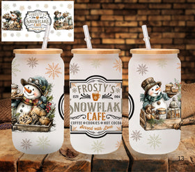 Snowflake Cafe UV DTF Libbey wrap