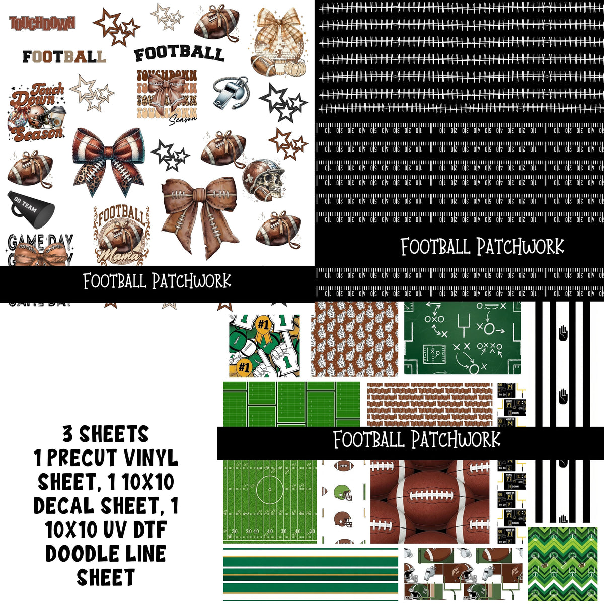 Football Doodle Patchwork Set