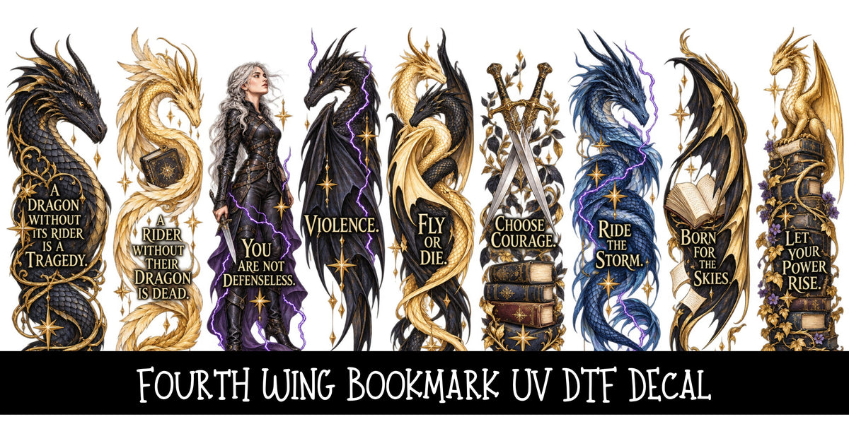 Fourth Wing Bookmark UV DTF Decal sheet- 9 Design set