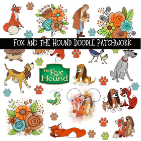 Fox and the Hound UV DTF Doodle Patchwork Set