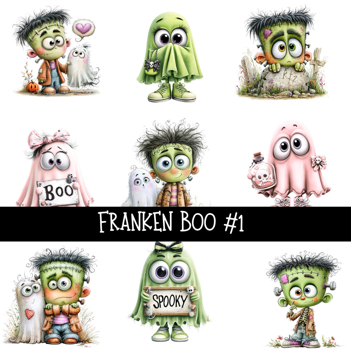 Franken Boo UV DTF Decal sheets 2 designs available