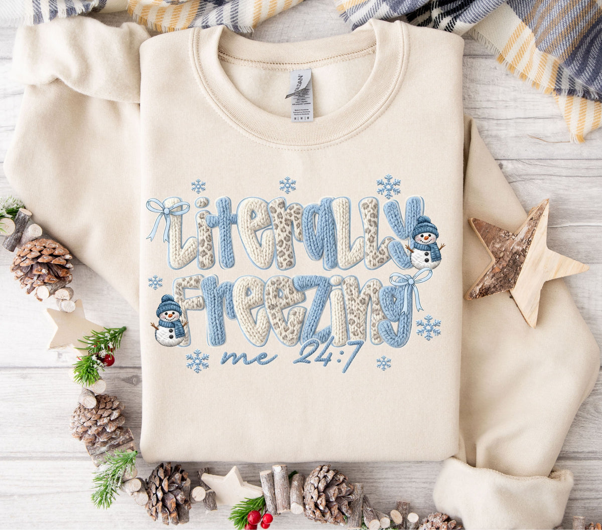 Literally Freezing 24/7 faux yarn DTF Transfers