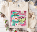 Frosty and Grinch faux yarn DTF Transfers