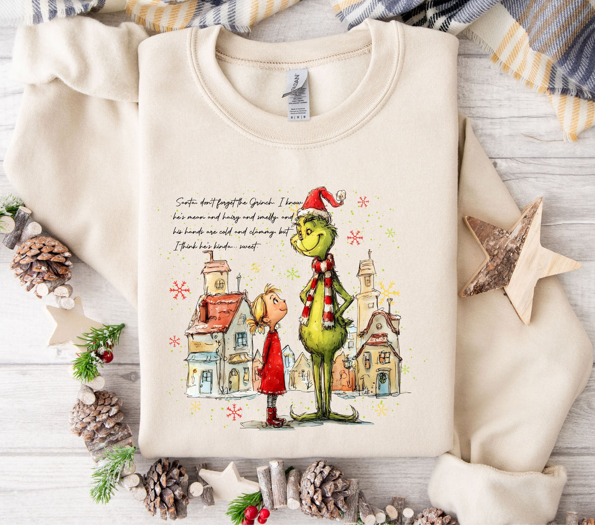 But I think he's kinda sweet- Grinch and cindy Lou DTF Transfers