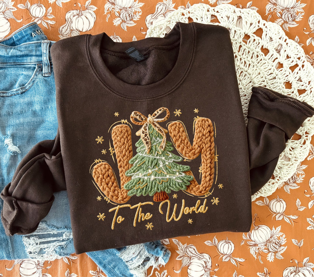 Joy to the world faux Yarn  DTF Transfers