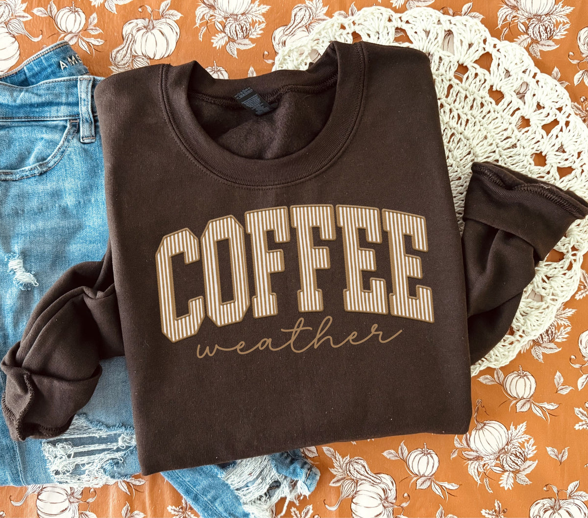 Coffee Weather Faux Embroidery DTF Transfers