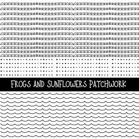 Frogs and Sunflowers Doodle Patchwork Set