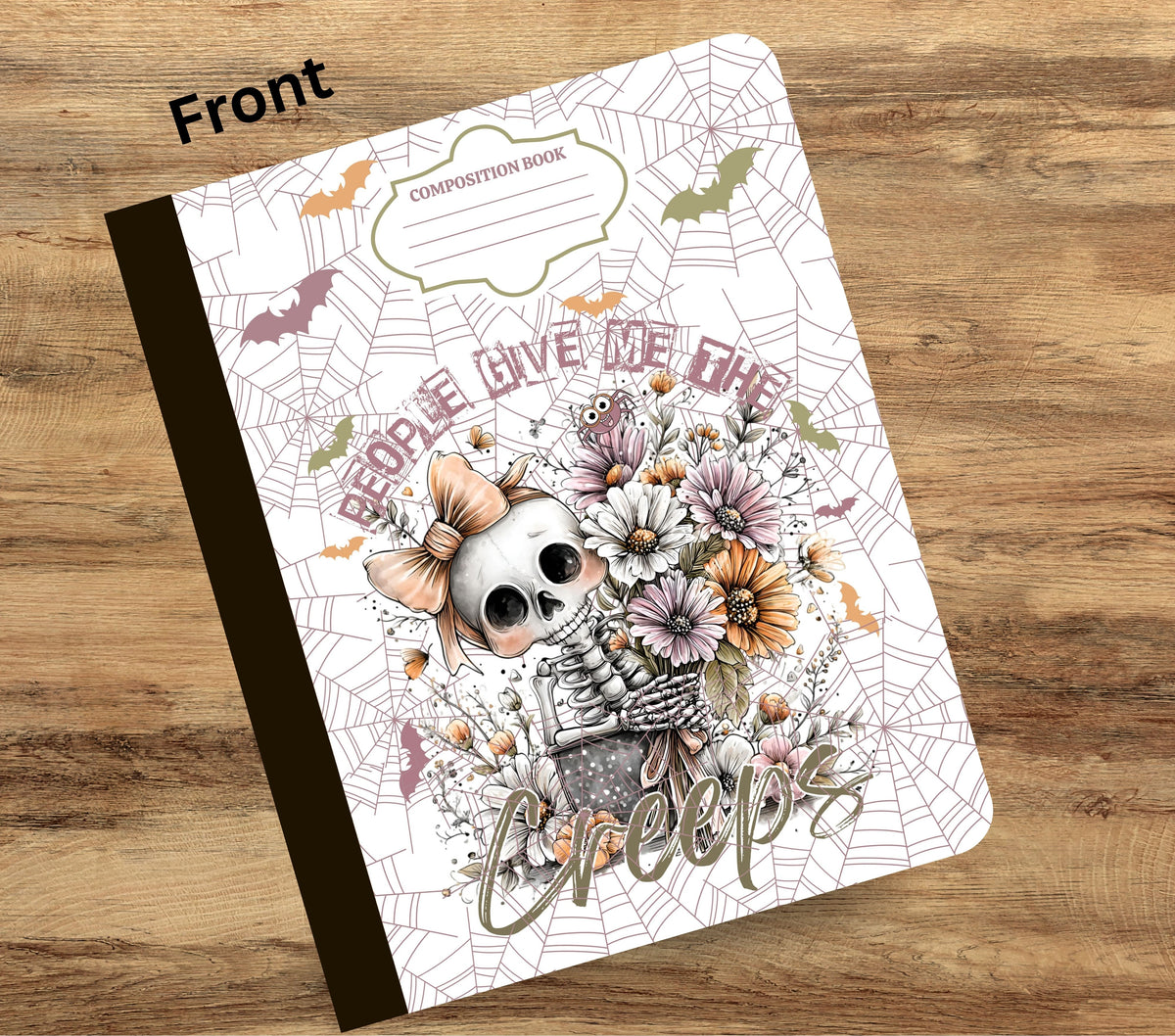 People give me the creeps floral vinyl composition notebook wrap