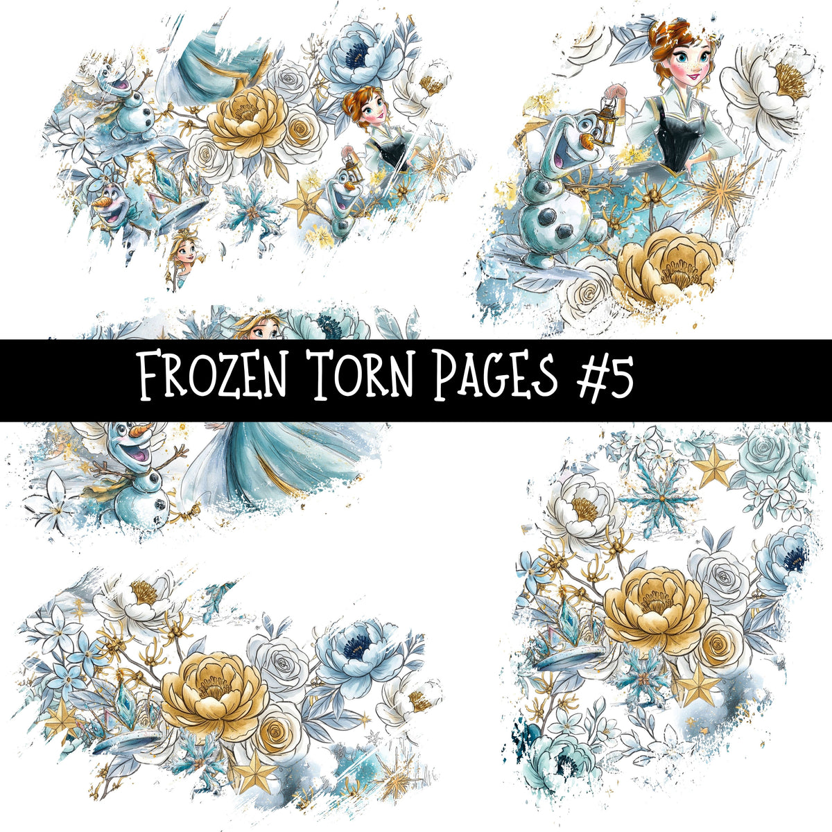 Frozen Torn Pages UV DTF Decal sheets 6 Designs available