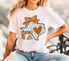 Texas Orange Doodle Map DTF Transfers