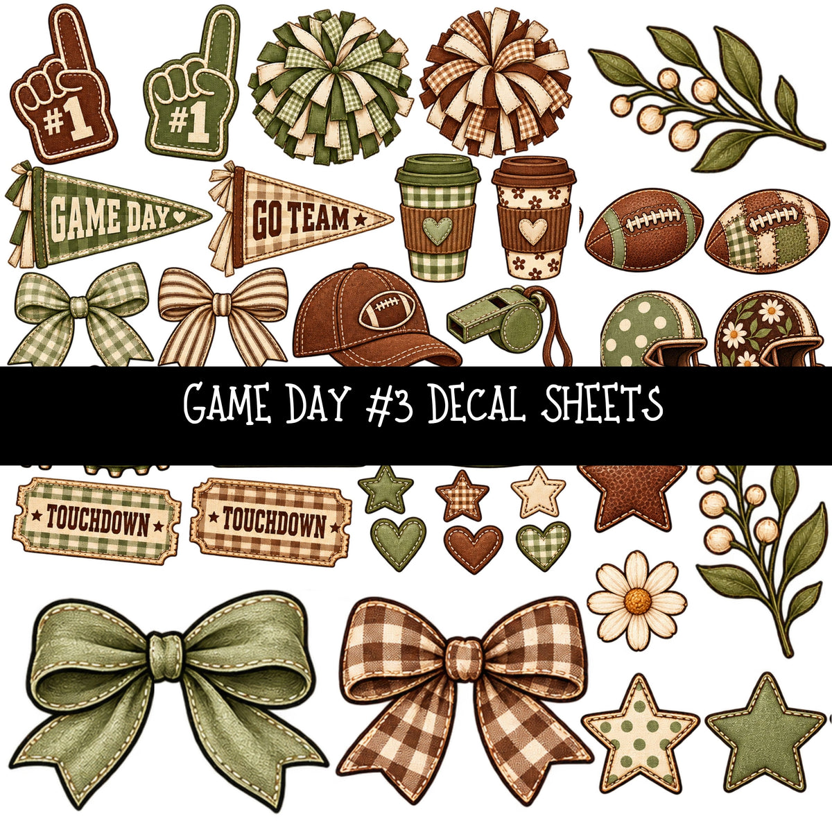 Game Day UV DTF Decal sheets 4 Designs available