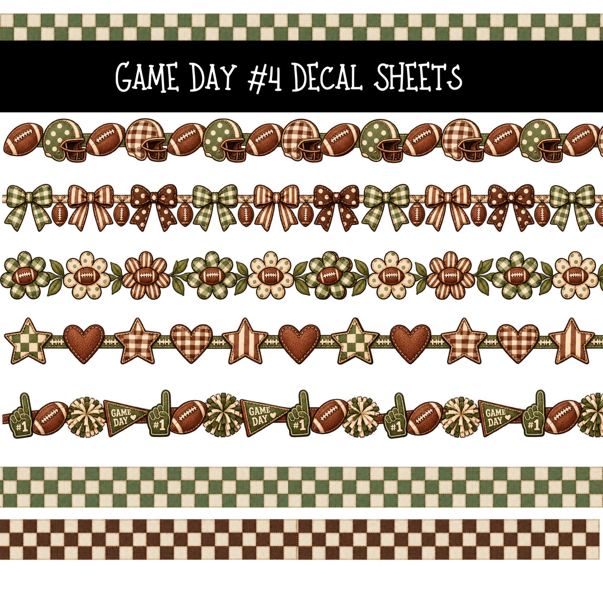 Game Day UV DTF Decal sheets 4 Designs available