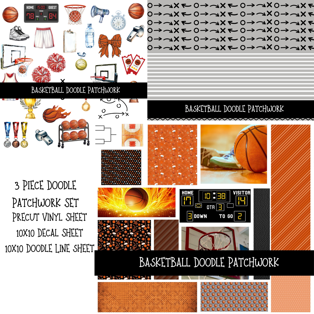 BasketBall Doodle Patchwork Set