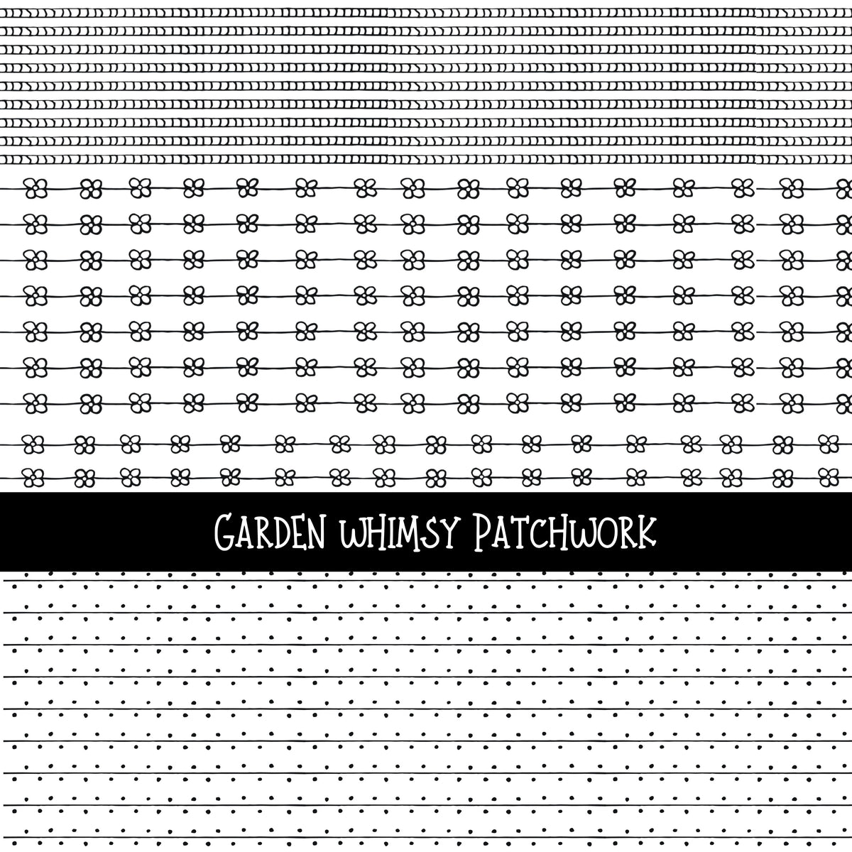 Garden Whimsy Doodle Patchwork Set