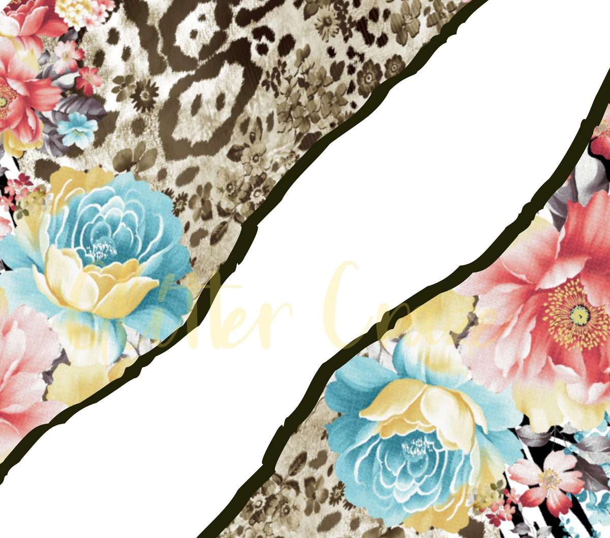 Watercolor floral on animal print download