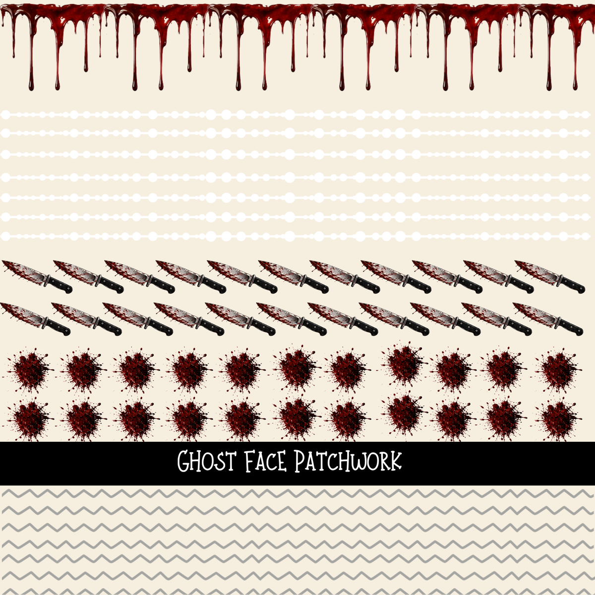 Ghost Face Doodle Patchwork Set