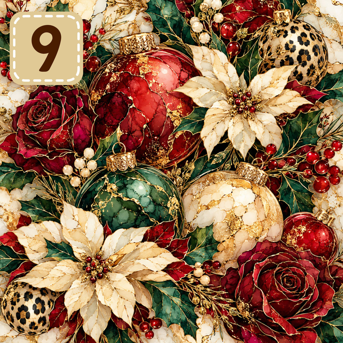 Gilded Christmas collection- 2 sizes vinyl sheets-10 designs available