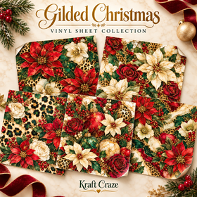 Gilded Christmas collection- 2 sizes vinyl sheets-10 designs available