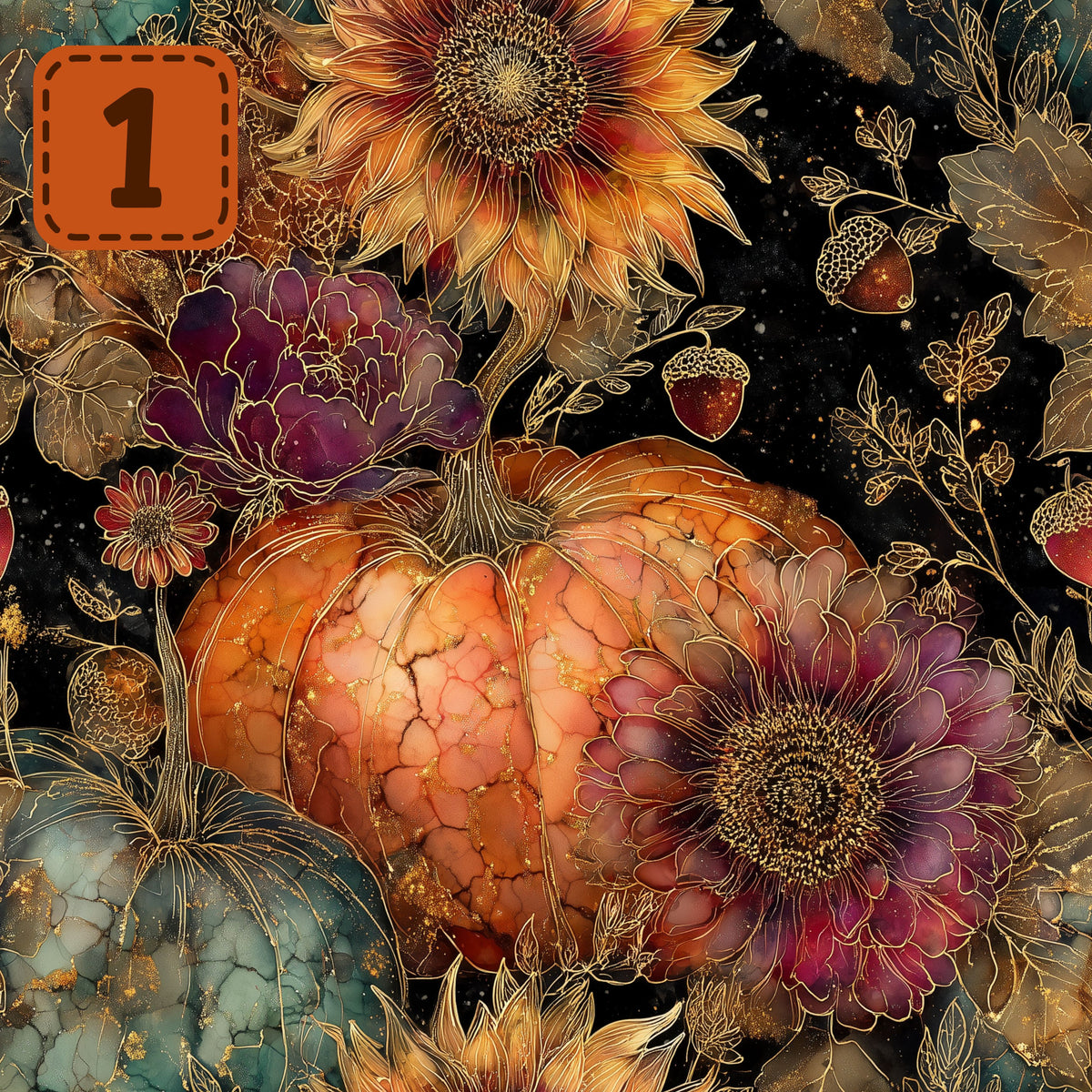 Gilded Harvest collection- 2 sizes vinyl sheets-20 designs available