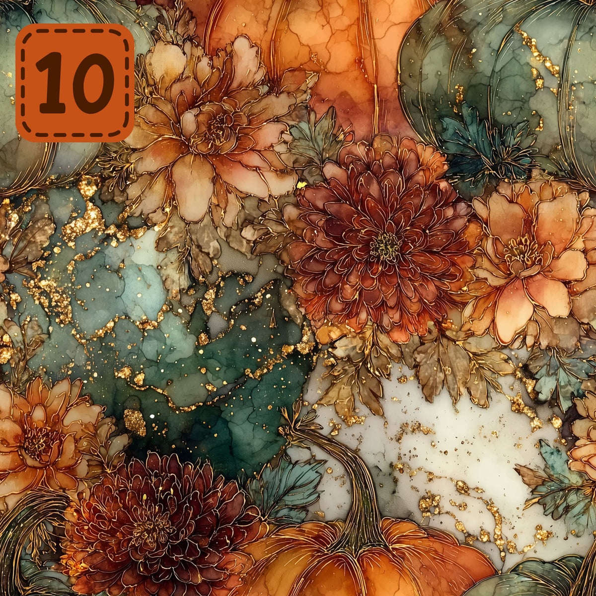 Gilded Harvest collection- 2 sizes vinyl sheets-20 designs available