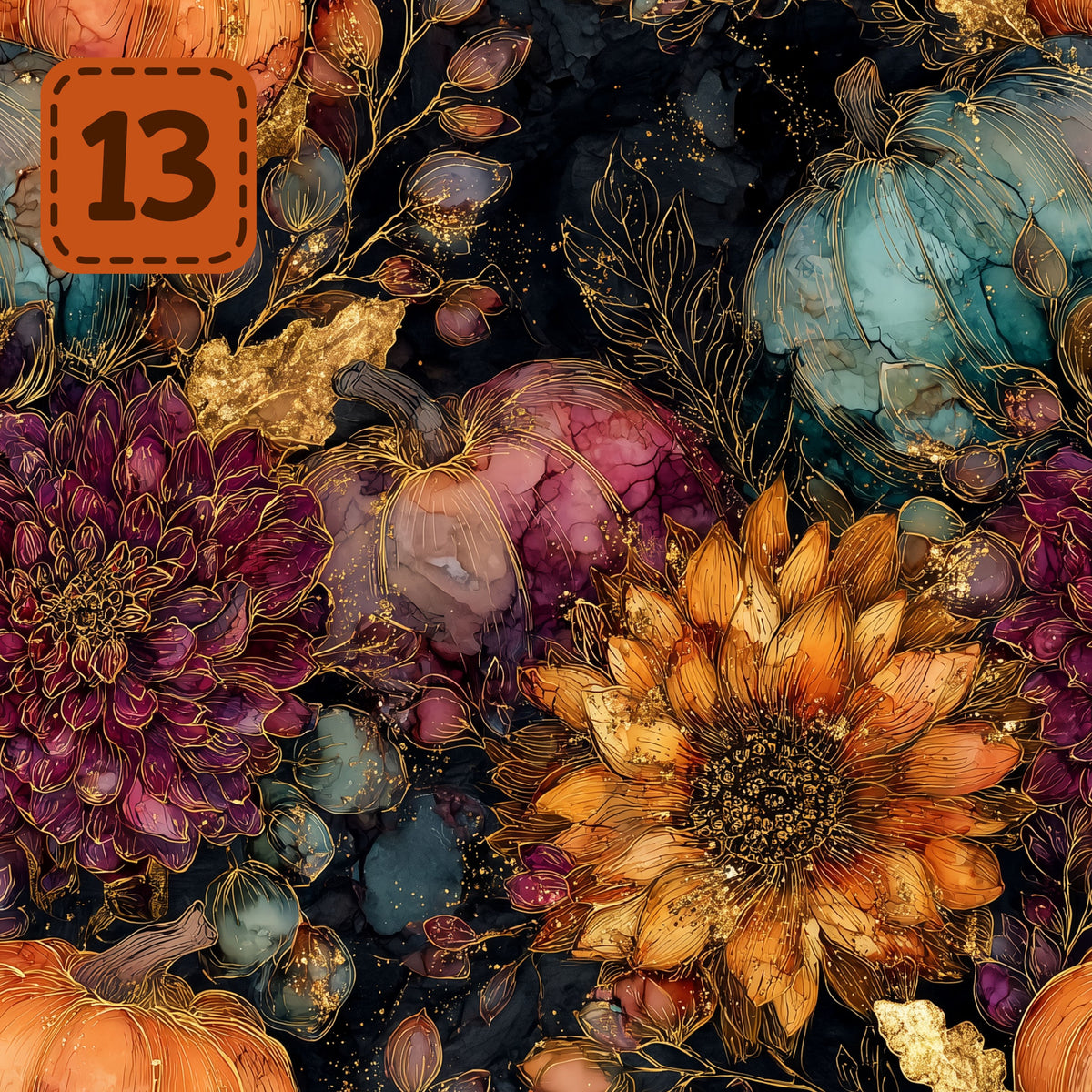 Gilded Harvest collection- 2 sizes vinyl sheets-20 designs available