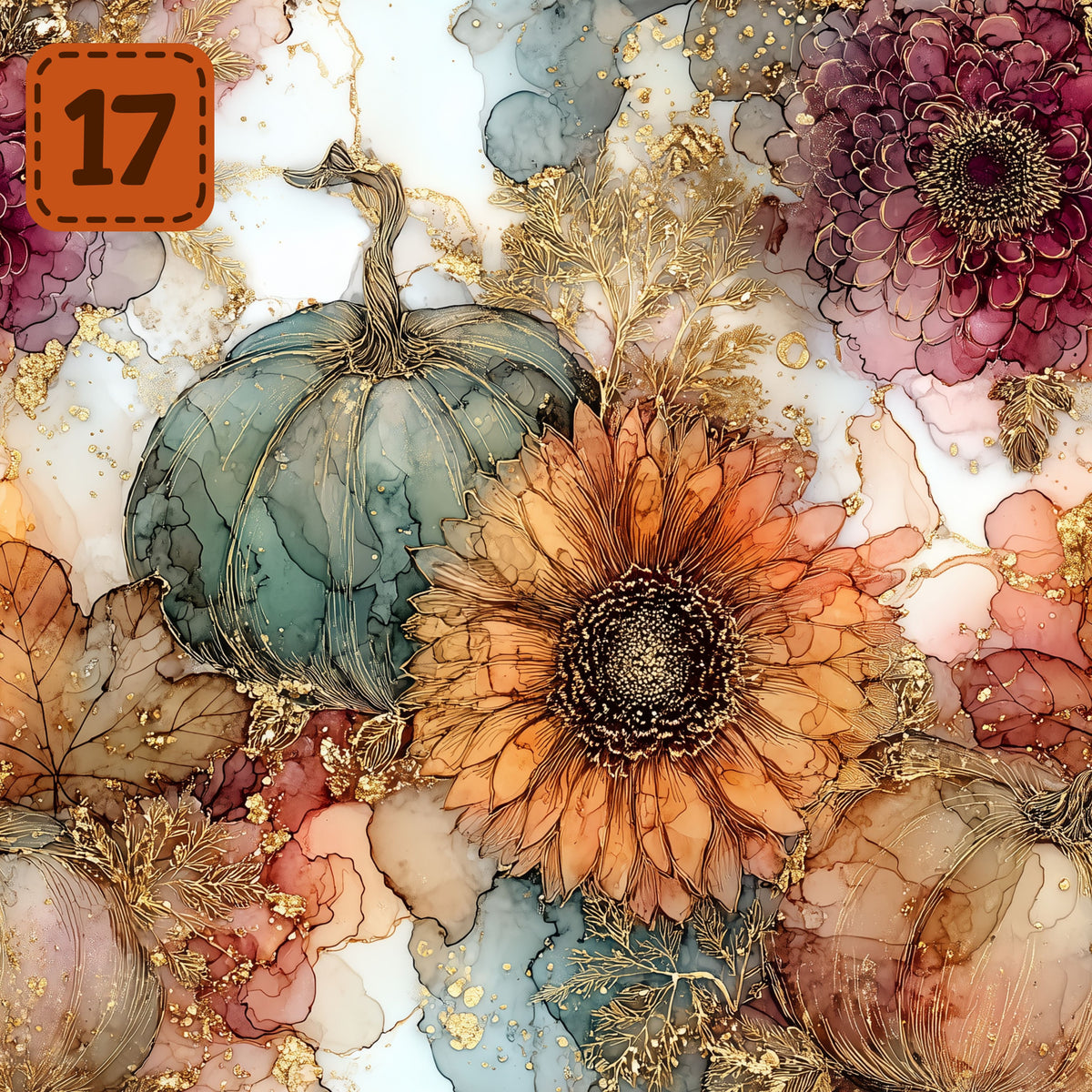 Gilded Harvest collection- 2 sizes vinyl sheets-20 designs available