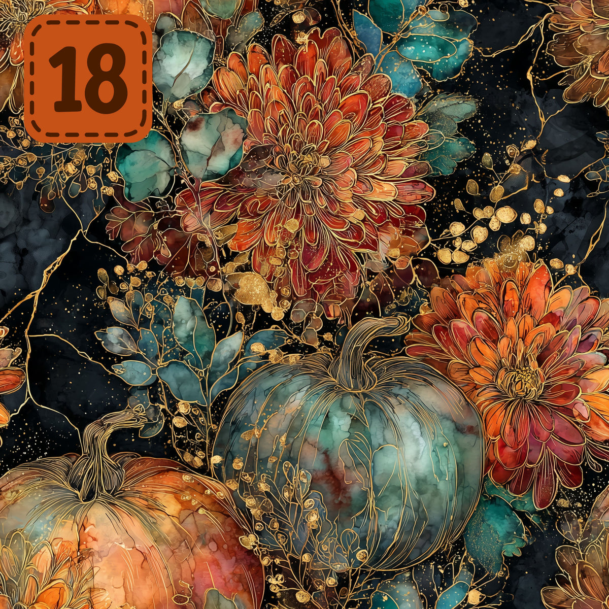 Gilded Harvest collection- 2 sizes vinyl sheets-20 designs available
