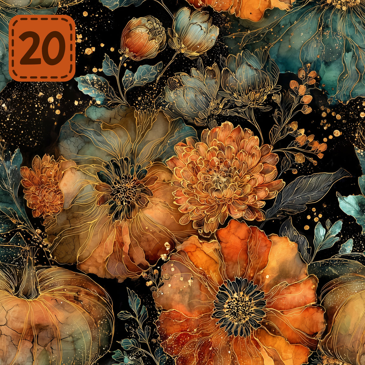 Gilded Harvest collection- 2 sizes vinyl sheets-20 designs available