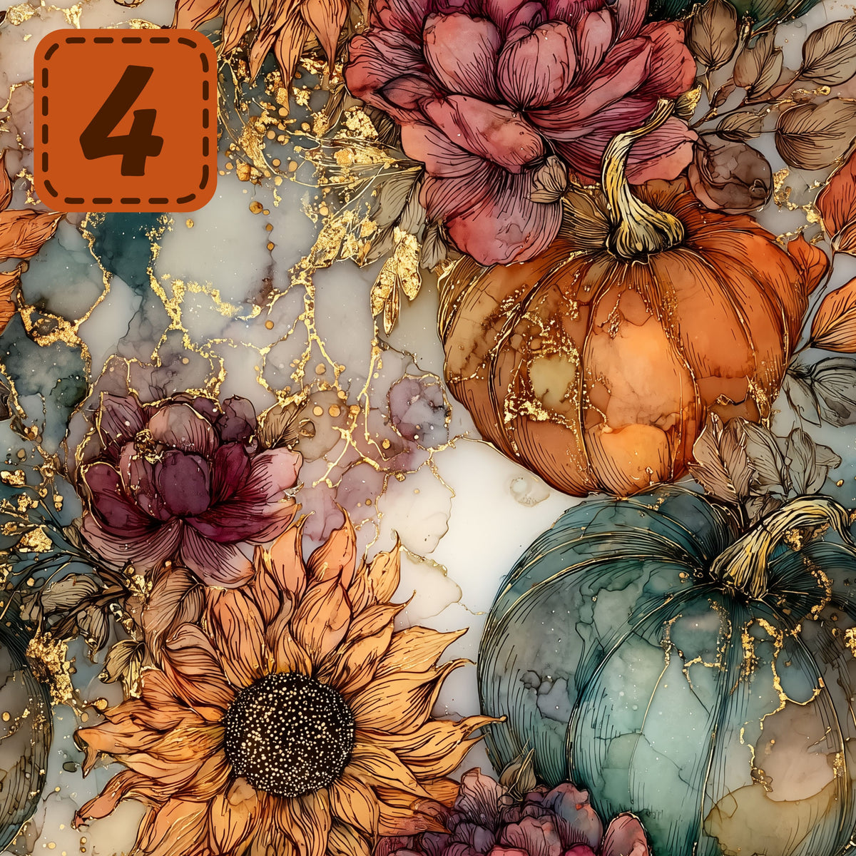 Gilded Harvest collection- 2 sizes vinyl sheets-20 designs available