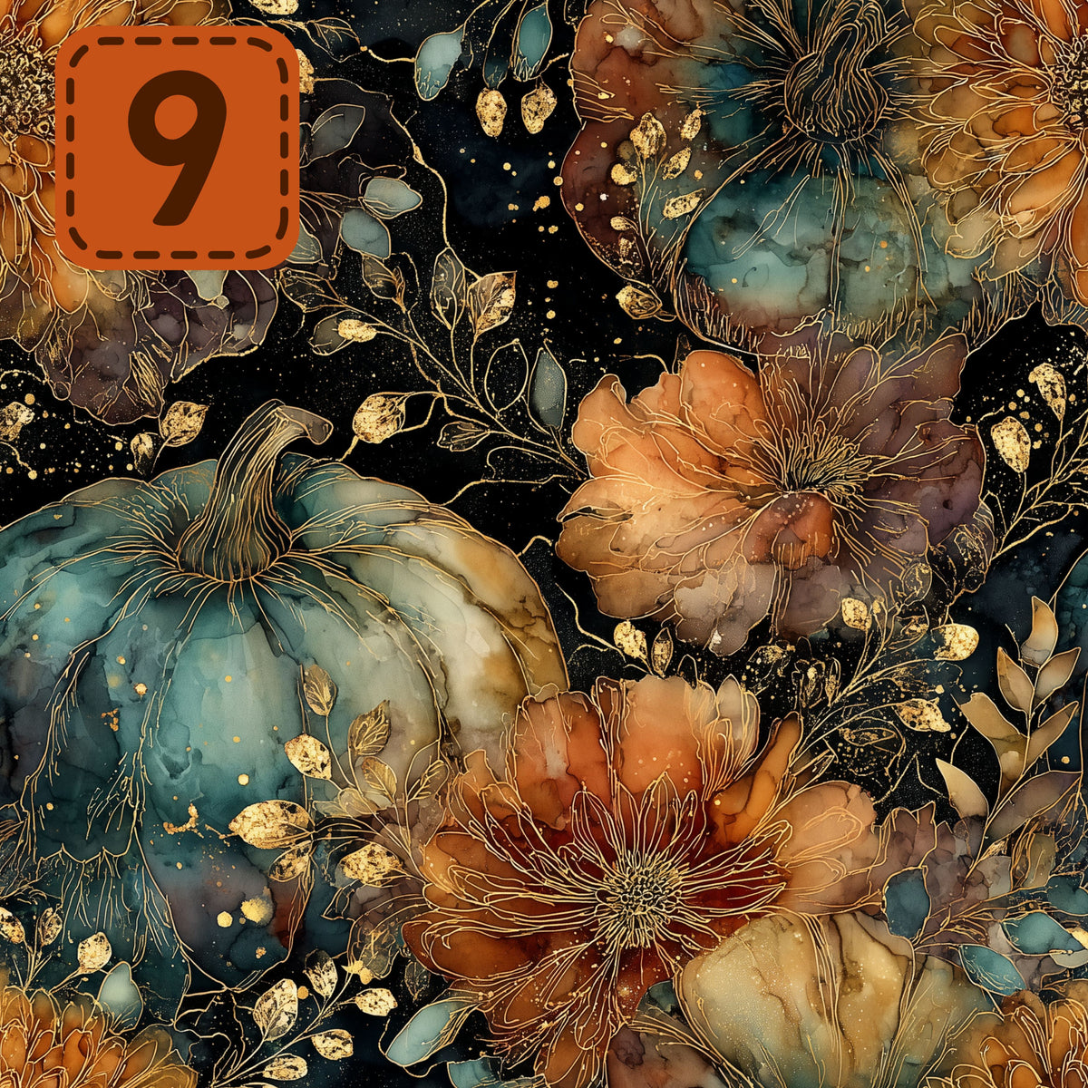 Gilded Harvest collection- 2 sizes vinyl sheets-20 designs available